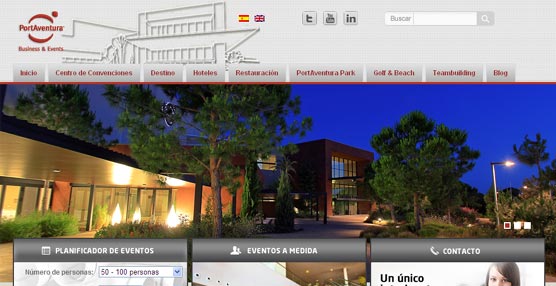 La página principal de la 'web' de PortAventura Business & Events.