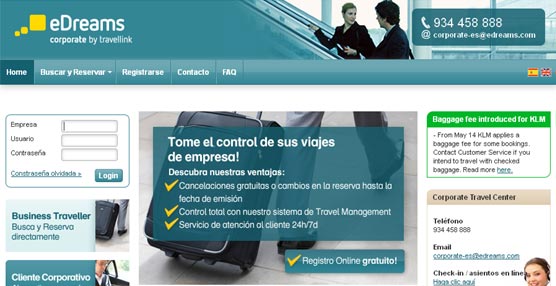 El nuevo 'portal' de la agencia de viajes eDreams especializado en 'business travel'.