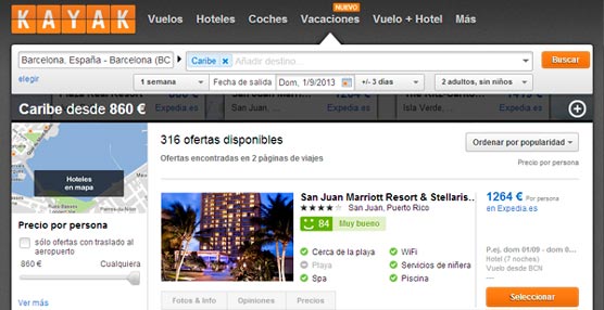 El comparador de viajes Kayak lanza un nuevo servicio inteligente&nbsp; de b&uacute;squeda con recomendaciones sobre destinos