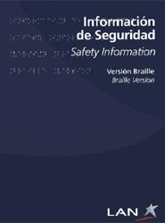 La tarjeta con información de seguridad diseñadas en braille.