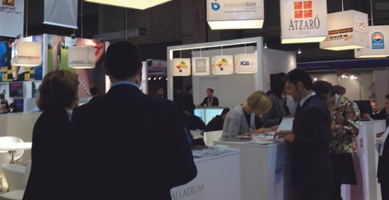 El stand que ha presentado en la EIBTM el Ibiza Convention Bureau junto a sus asociados.