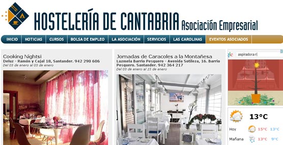La 'web' de Hostelería de Cantabria tiene un espacio destacado para los eventos de sus asociados.