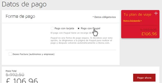 Iberia ha facilitado una nueva opción de pago en Internet.