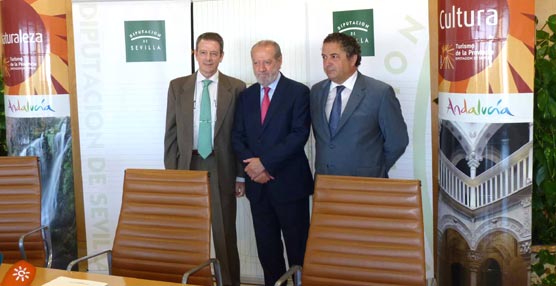 La reunión del presidente del SCCB, Arturo Serra, y el presidente de la Diputación, Fernando Rodríguez Villalobos.