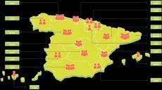Mapa destinos de los viajeros rurales (%).