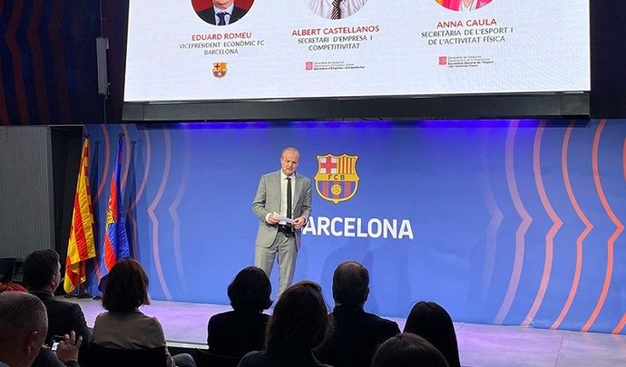Albert Castellanos durante su intervención en la presentación del proyecto 'Catalunya Meetings & Sports'