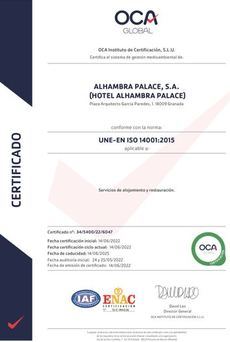 El Alhambra Palace recibe doble certificación