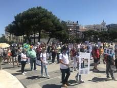 Imagen de los manifestantes en la Plaza de Colón.