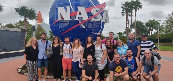 Agentes de Dit Gestión en Cabo Cañaveral, en el Fam Trip a Orlando realizado justo antes del comienzo de la pandemia.
