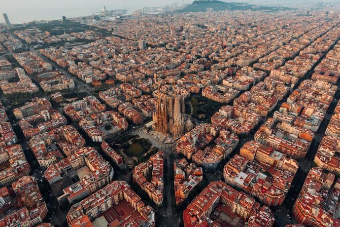 Vista aérea de la ciudad de Barcelona.