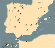 Mapa de los Paradores que admiten mascotas.