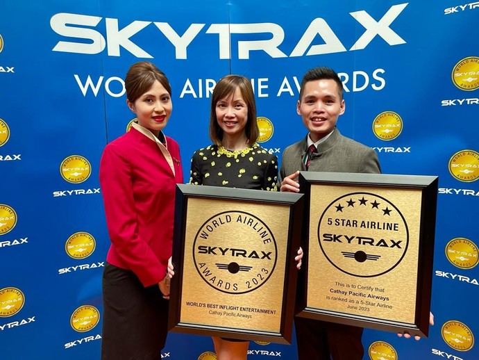 Cathay Pacific recibe el Skytrax World Airlines al mejor entretenimiento
