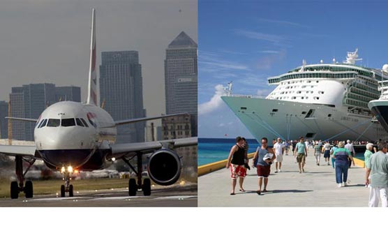 El tráfico de pasajeros en avión y en cruceros continúan en caída libre