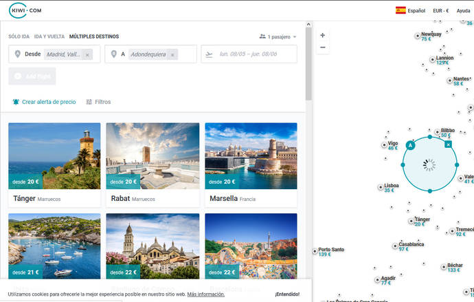 Kiwi.com desembarca en el mercado español
