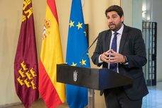 El presidente murciano en su comparecencia ante los medios de comunicación.