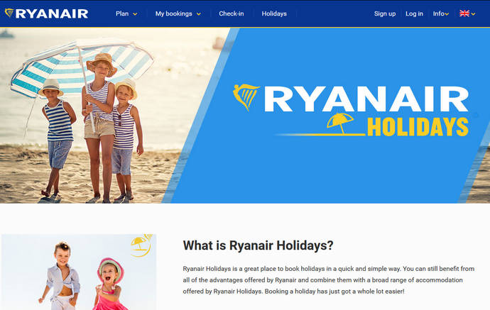 Ryanair relanza su canal de ‘paquetes’ en España