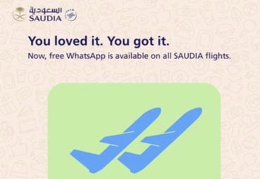 Saudia Airlines amplía su servicio gratis de WhatsApp